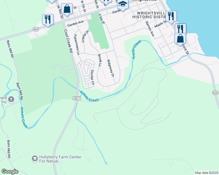 map of restaurants, bars, coffee shops, grocery stores, and more near 531 South 6th Street in Wrightsville