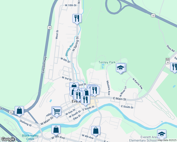 map of restaurants, bars, coffee shops, grocery stores, and more near 106 Robin Lane in Everett