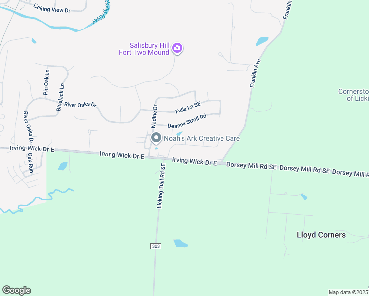 map of restaurants, bars, coffee shops, grocery stores, and more near 1275 Green Valley Drive in Heath