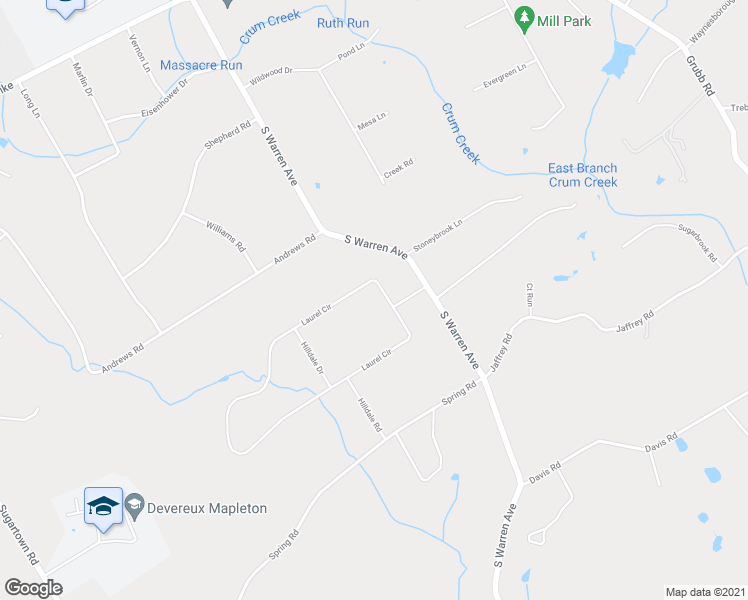 map of restaurants, bars, coffee shops, grocery stores, and more near 1 Laurel Circle in Malvern