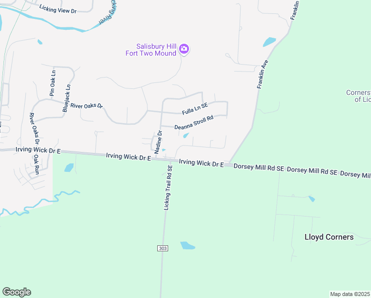 map of restaurants, bars, coffee shops, grocery stores, and more near 1275 Green Valley Drive in Heath