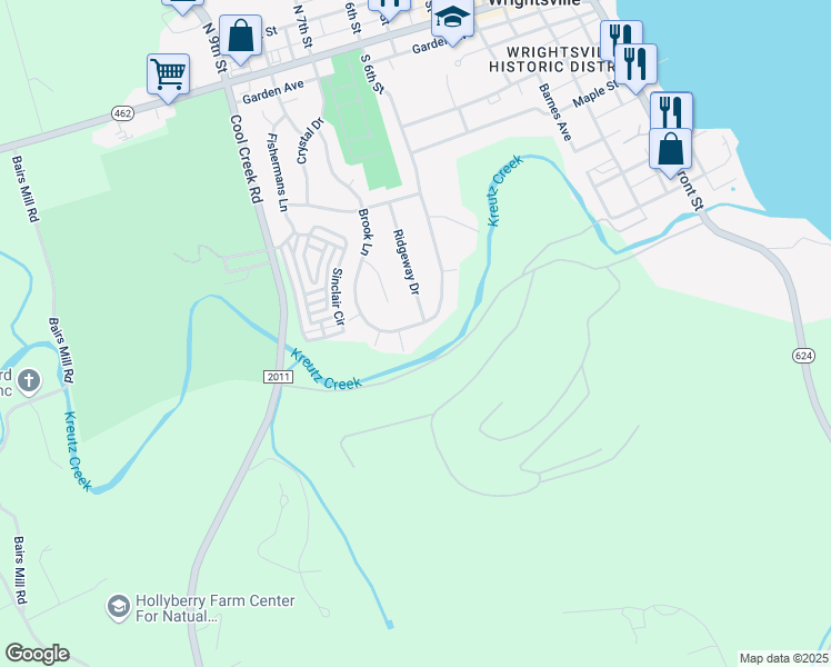 map of restaurants, bars, coffee shops, grocery stores, and more near 531 South 6th Street in Wrightsville