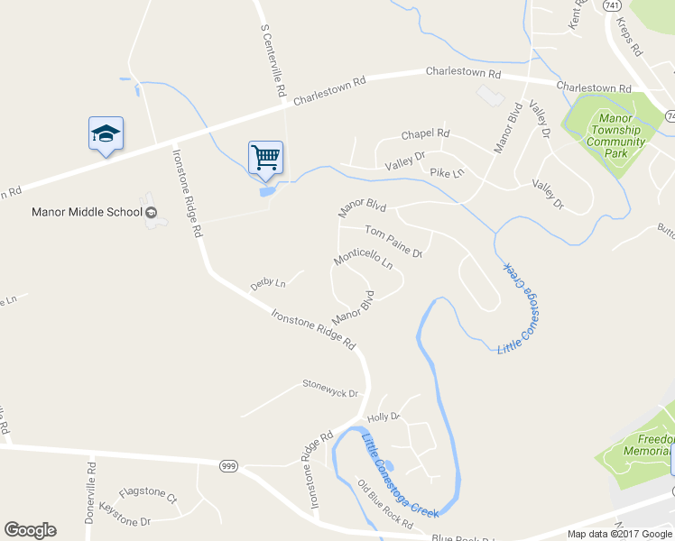 map of restaurants, bars, coffee shops, grocery stores, and more near 1077 Monticello Lane in Lancaster