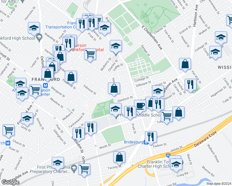 map of restaurants, bars, coffee shops, grocery stores, and more near 1930 Haworth Street in Philadelphia