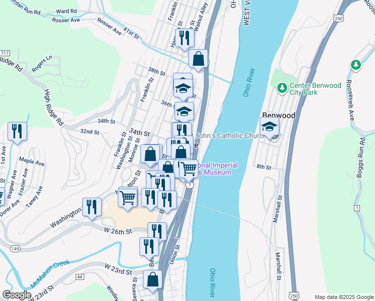 map of restaurants, bars, coffee shops, grocery stores, and more near in Bellaire