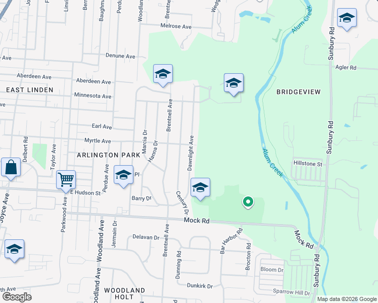 map of restaurants, bars, coffee shops, grocery stores, and more near 2268 Dawnlight Avenue in Columbus