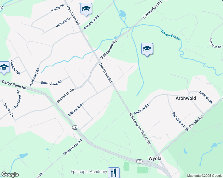 map of restaurants, bars, coffee shops, grocery stores, and more near 1006 Millbrook Road in Berwyn