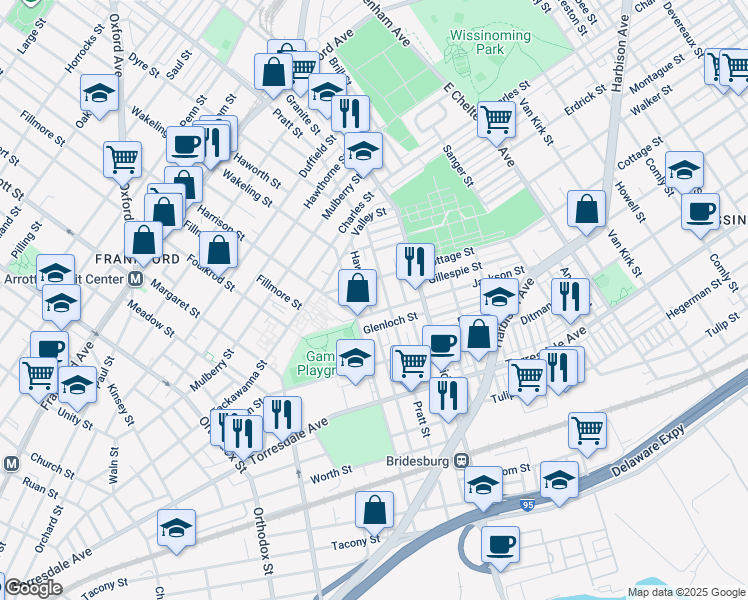 map of restaurants, bars, coffee shops, grocery stores, and more near 1929 Haworth Street in Philadelphia