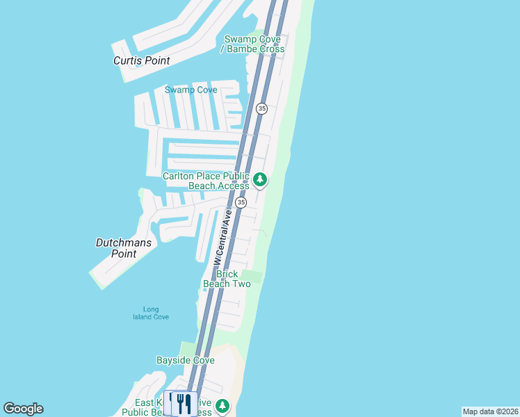 map of restaurants, bars, coffee shops, grocery stores, and more near 8 Ebb Terrace in Mantoloking
