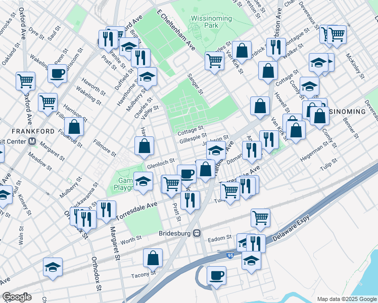 map of restaurants, bars, coffee shops, grocery stores, and more near 5226 Glenloch Street in Philadelphia