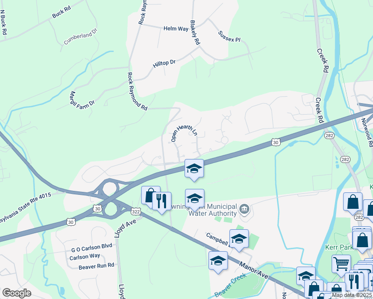 map of restaurants, bars, coffee shops, grocery stores, and more near 1006 Millstone Court in Downingtown