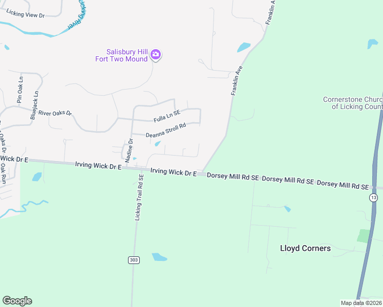 map of restaurants, bars, coffee shops, grocery stores, and more near 1236 Green Valley Drive in Heath