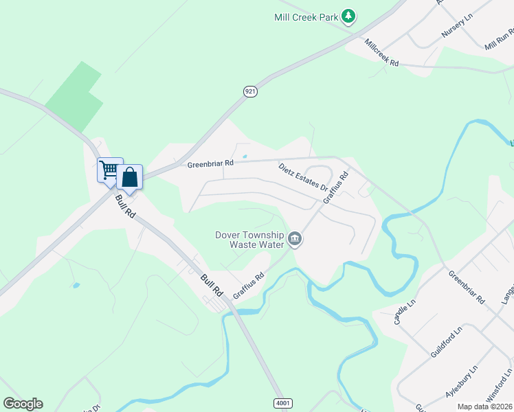 map of restaurants, bars, coffee shops, grocery stores, and more near 322-326 Westwood Drive in York