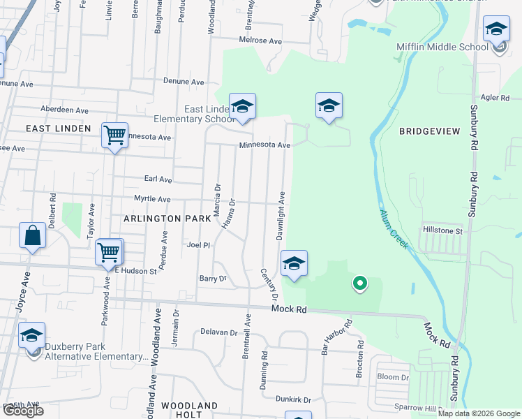 map of restaurants, bars, coffee shops, grocery stores, and more near 2271 Century Drive in Columbus