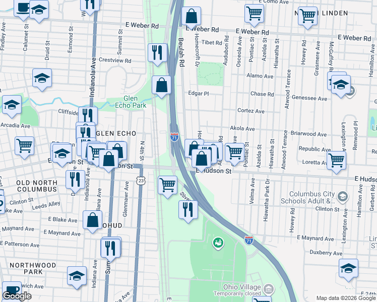map of restaurants, bars, coffee shops, grocery stores, and more near in 