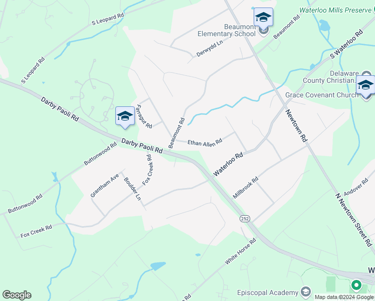 map of restaurants, bars, coffee shops, grocery stores, and more near 918 Ethan Allen Road in Berwyn