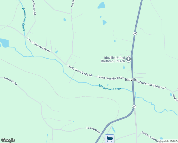 map of restaurants, bars, coffee shops, grocery stores, and more near 232 Peach Glen-Idaville Road in Gardners