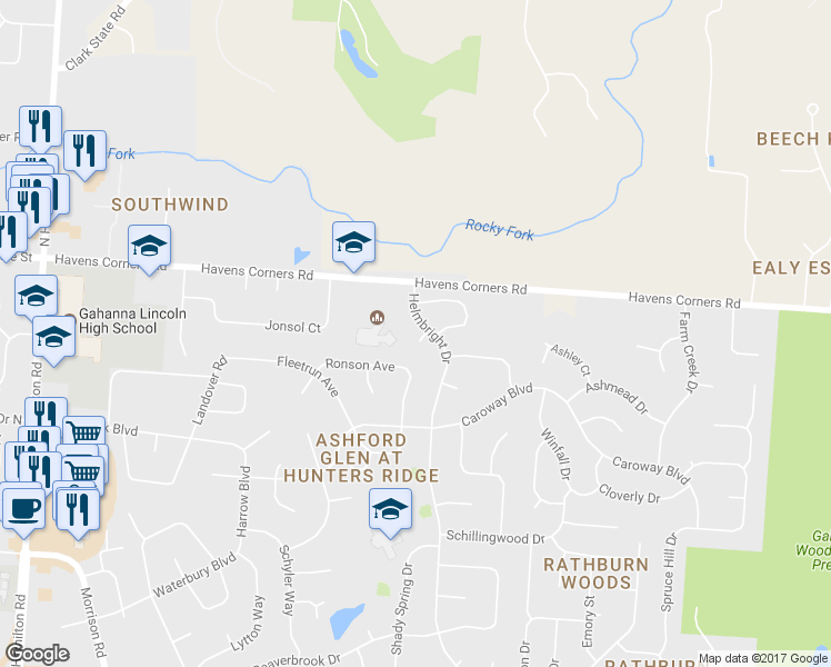 map of restaurants, bars, coffee shops, grocery stores, and more near 822 Ronson Avenue in Columbus