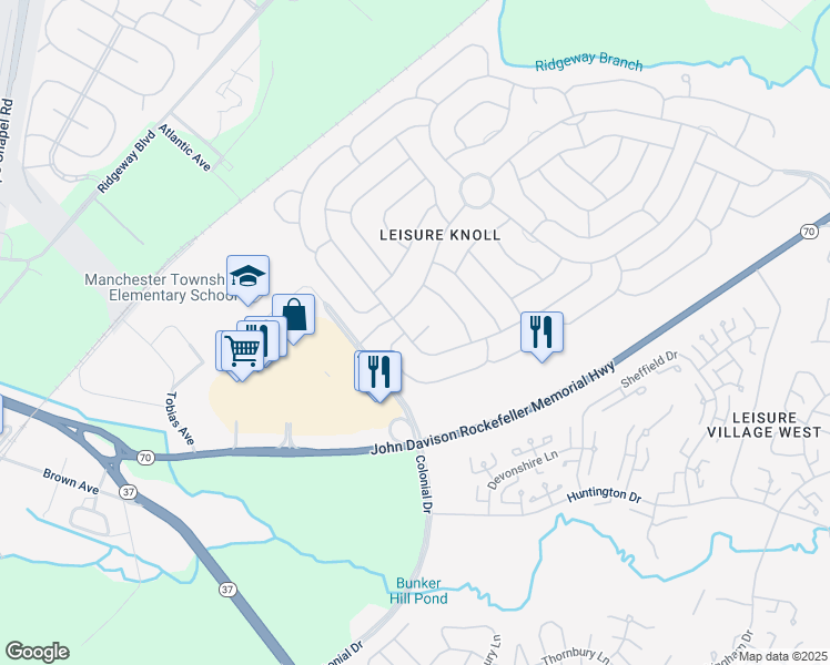 map of restaurants, bars, coffee shops, grocery stores, and more near 42 Normanton Avenue in Manchester Township