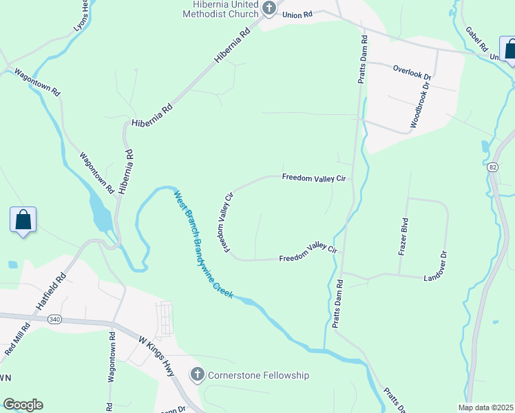 map of restaurants, bars, coffee shops, grocery stores, and more near 30 Windle Court in Coatesville