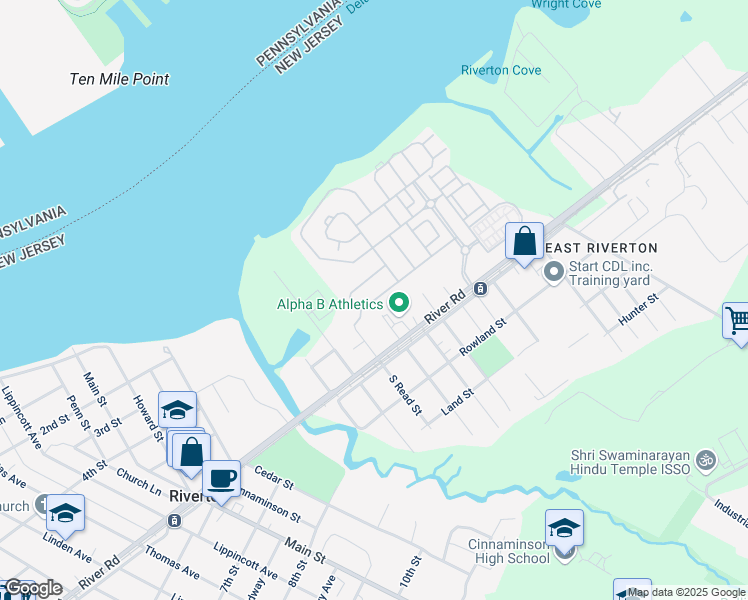 map of restaurants, bars, coffee shops, grocery stores, and more near 1568 Jason Drive in Cinnaminson