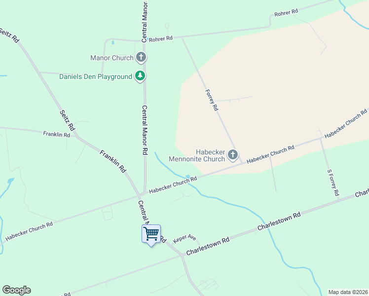 map of restaurants, bars, coffee shops, grocery stores, and more near 497 Habecker Church Road in Lancaster