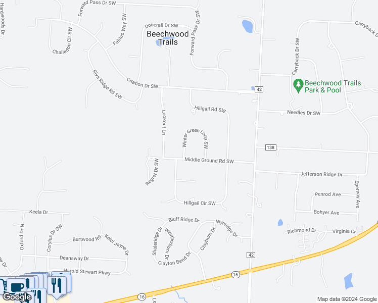 map of restaurants, bars, coffee shops, grocery stores, and more near 495 Winter Green Loop Southwest in Pataskala