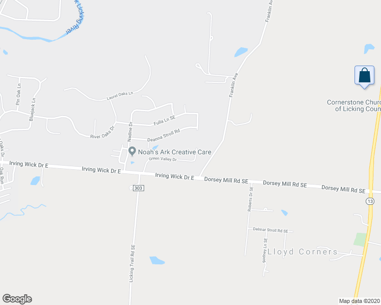 map of restaurants, bars, coffee shops, grocery stores, and more near 625 Deanna Stroll Road in Heath