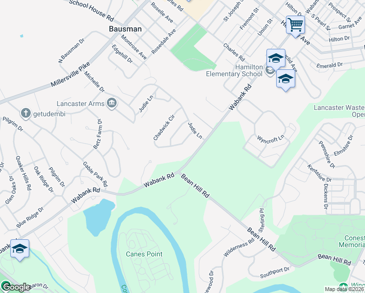 map of restaurants, bars, coffee shops, grocery stores, and more near 1686 Chadwick Circle in Lancaster
