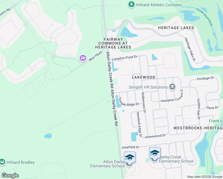map of restaurants, bars, coffee shops, grocery stores, and more near 3201 Alton Darby Creek Road in Hilliard