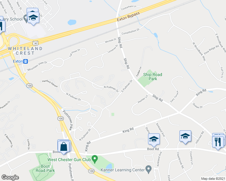 map of restaurants, bars, coffee shops, grocery stores, and more near 1008 Roundhouse Court in West Chester