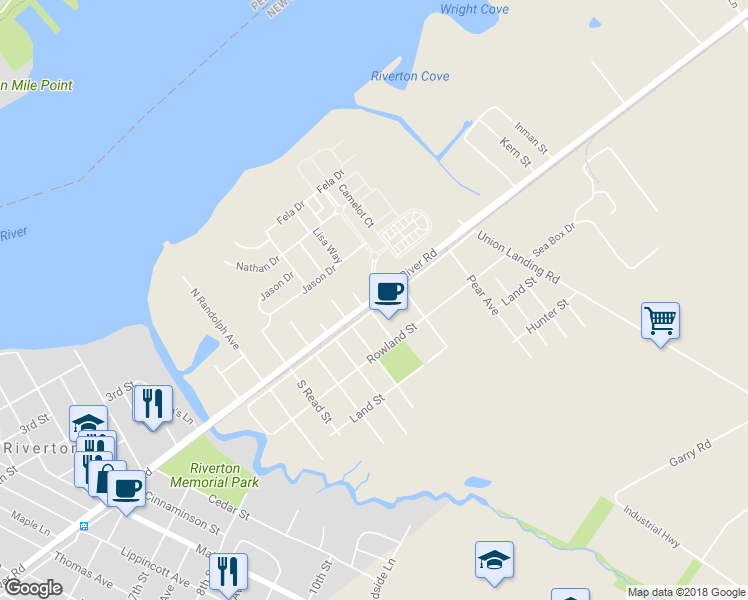 map of restaurants, bars, coffee shops, grocery stores, and more near 1928 Broad Street in Cinnaminson