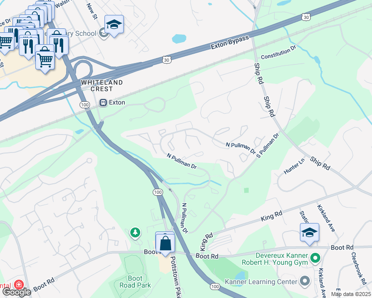 map of restaurants, bars, coffee shops, grocery stores, and more near 651 Metro Court in West Chester