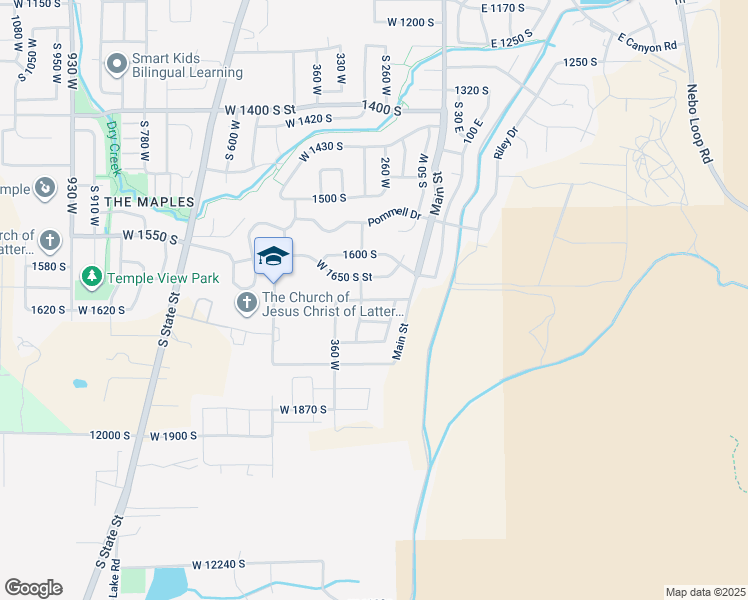 map of restaurants, bars, coffee shops, grocery stores, and more near West 1690 South in Payson