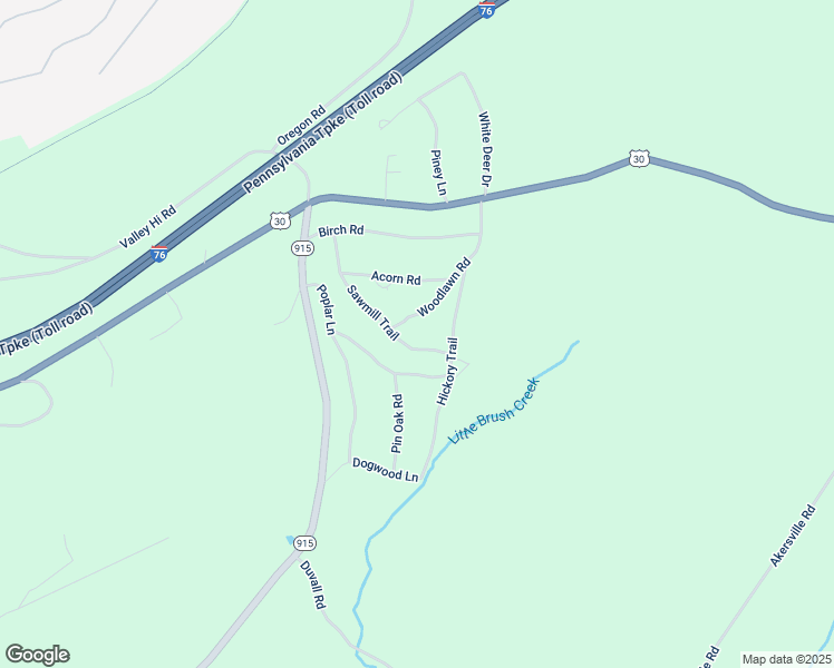 map of restaurants, bars, coffee shops, grocery stores, and more near 407 Woodlawn Drive in Breezewood