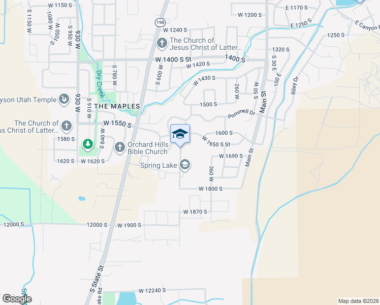 map of restaurants, bars, coffee shops, grocery stores, and more near 20 500 West in Payson
