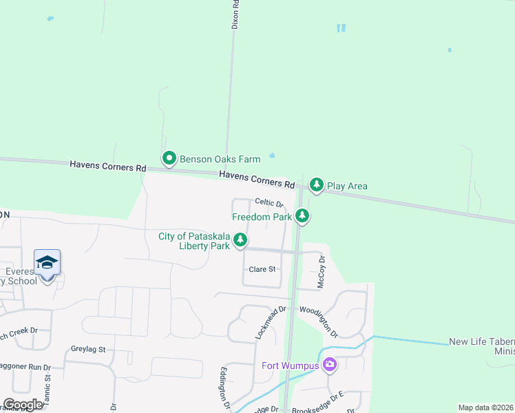 map of restaurants, bars, coffee shops, grocery stores, and more near 1368 Wagy Square in Pataskala