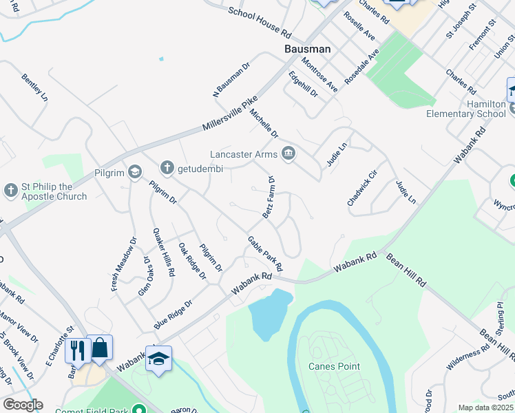 map of restaurants, bars, coffee shops, grocery stores, and more near 6 Greythorne Road in Lancaster