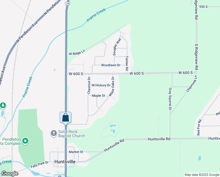 map of restaurants, bars, coffee shops, grocery stores, and more near 6117 White Oaks Drive in Anderson
