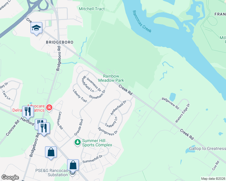 map of restaurants, bars, coffee shops, grocery stores, and more near 9 Aster Ct in Delran