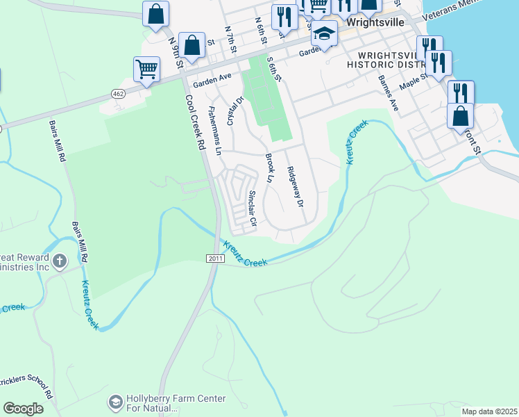 map of restaurants, bars, coffee shops, grocery stores, and more near 310 Brook Lane in Wrightsville