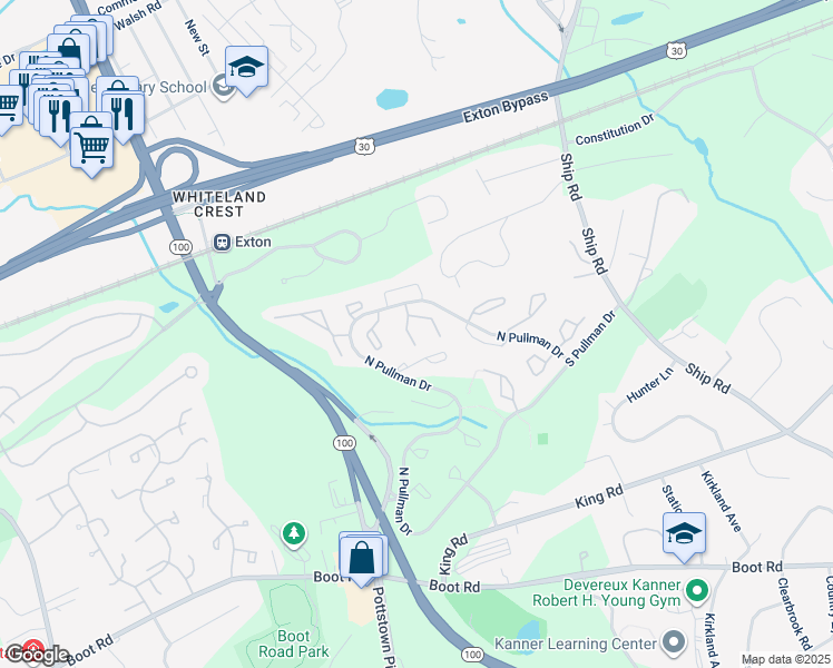 map of restaurants, bars, coffee shops, grocery stores, and more near 658 Metro Court in West Chester