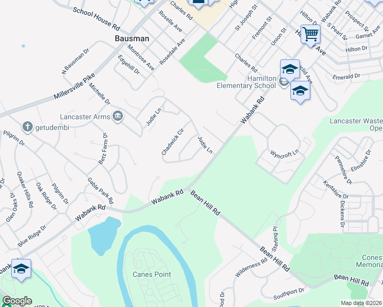 map of restaurants, bars, coffee shops, grocery stores, and more near 1686 Chadwick Circle in Lancaster