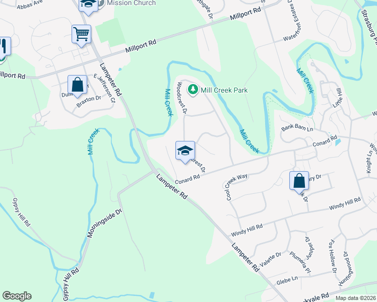 map of restaurants, bars, coffee shops, grocery stores, and more near 113 Woodcrest Drive in Lancaster