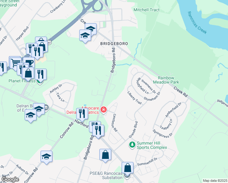 map of restaurants, bars, coffee shops, grocery stores, and more near 129 Natalie Road in Riverside