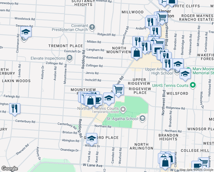 map of restaurants, bars, coffee shops, grocery stores, and more near 1994 Harwitch Road in Columbus