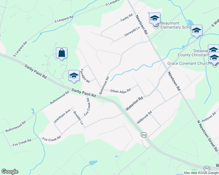 map of restaurants, bars, coffee shops, grocery stores, and more near 911 Ethan Allen Road in Berwyn