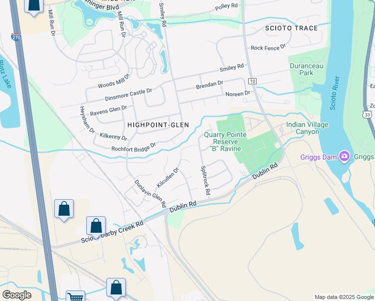map of restaurants, bars, coffee shops, grocery stores, and more near 3447 Katie Dr in Columbus