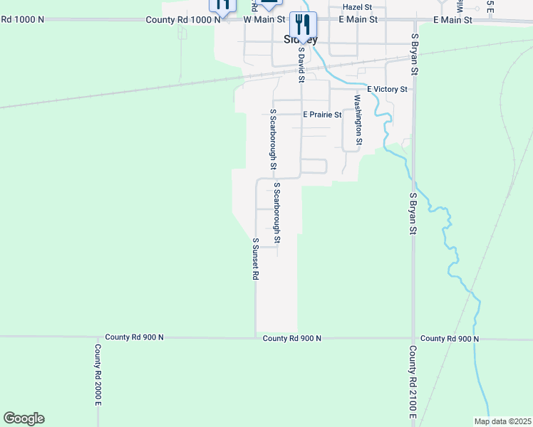 map of restaurants, bars, coffee shops, grocery stores, and more near 205 Austin Drive in Sidney
