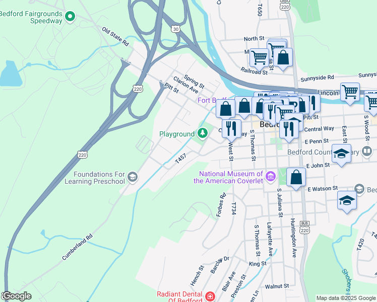map of restaurants, bars, coffee shops, grocery stores, and more near 116 Seifert Street in Bedford